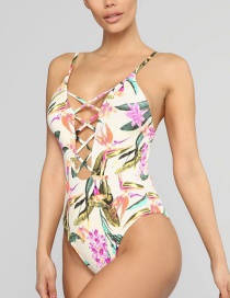 Fashion Printing Printed Open Back One-piece Swimsuit
