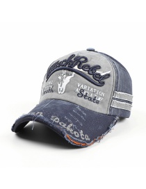 Fashion Navy+gray Old Washed Stitching Letter Embroidery Frayed Baseball Cap
