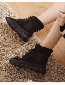 Fashion Black Round Toe Flat Low Non-slip Round Toe Woolen Martin Boots