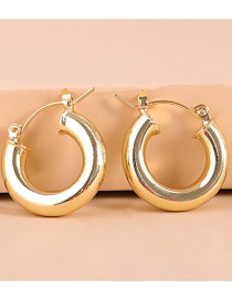 Fashion Golden Circle C-shaped Alloy Earrings