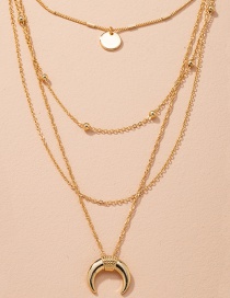Fashion Golden Crescent Disc Alloy Multilayer Necklace