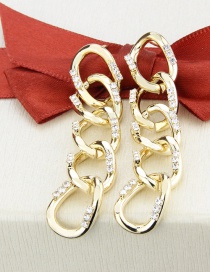 Fashion Gilded Copper Inlaid Zircon Chain Hollow Earrings