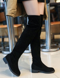 Fashion Black Over The Knee Low Heel Lace Up Boots