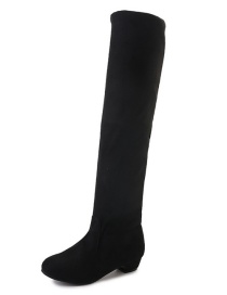 Fashion Black Round-toed Suede Non-slip Over The Knee Boots