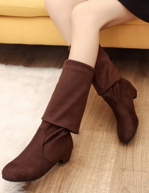Fashion Brown Round-toed Suede Non-slip Over The Knee Boots