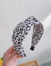 Fashion Leopard White Leopard Print Plush Wide Side Knotted Cross Headband