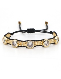 Fashion Round Bead Chain Gold Leopard Pattern Diamond Rice Beads Handmade Beaded Braided Bracelet
