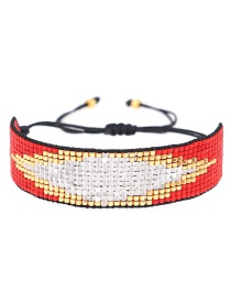 Fashion Diamond Red Handmade Rice Beads Braided Eyes Rivet Bracelet