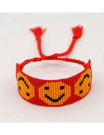 Fashion Red Rice Beads Hand-woven Beaded Smiley Bracelet