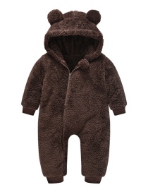 Fashion Dark Brown Cubs Ears Newborn One-piece Wool Sweater Romper