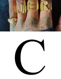 Fashion C 26 Letters Open Ring In Copper