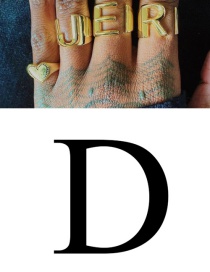 Fashion D 26 Letters Open Ring In Copper