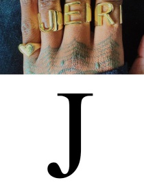 Fashion J 26 Letters Open Ring In Copper