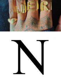 Fashion N 26 Letters Open Ring In Copper