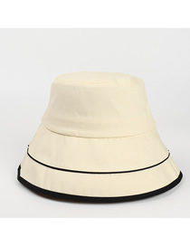 Fashion Beige (with Windproof Rope) Folded Double Layer Stitching Contrast Color Fisherman Hat