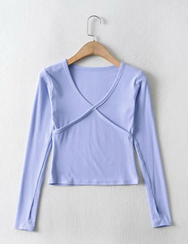 Fashion Blue Low-cut Cross Fingerless T-shirt Bottoming Shirt