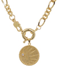 Fashion Round Gold Copper Inlaid Zircon Thick Chain Geometric Necklace