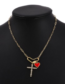 Fashion Cross Copper Inlaid Zircon Thick Chain Love Necklace