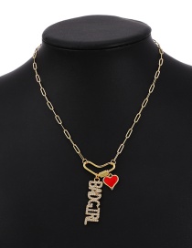 Fashion Letter Copper Inlaid Zircon Thick Chain Love Necklace