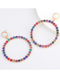 Fashion Round Geometric Alloy Diamond Imitation Pearl Claw Chain Earrings