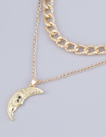 Fashion Golden Alloy Moon Pendant Multilayer Necklace