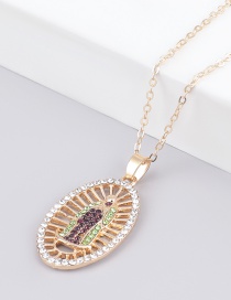 Fashion Golden Alloy Diamond Acrylic Oval Virgin Necklace