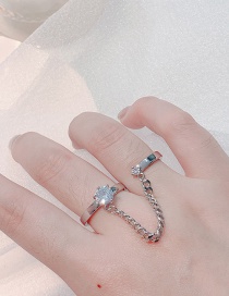 Fashion Silver Zircon Chain Ring