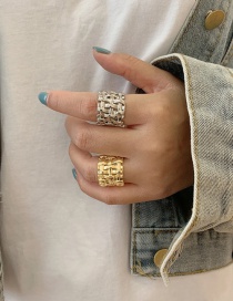 Fashion Golden Metal Braided Wide Ring