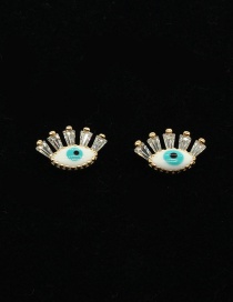 Fashion Gold And White Eyelash Studs Devils Eye Micro Diamond Eye Earrings