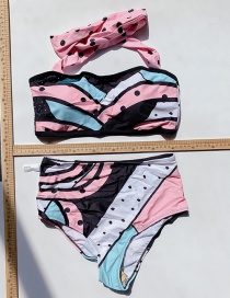 Fashion Color Split Print Tether Swimsuit