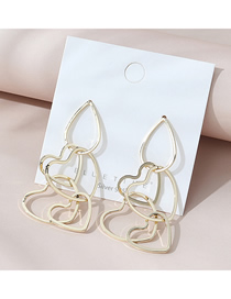 Fashion Golden Real Gold-plated Love Drop-shaped Hollow Earrings