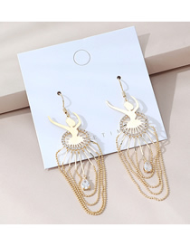 Fashion Golden Real Gold-plated Ballet Girls Believe In Hollow Earrings