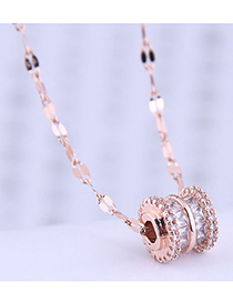 Fashion Rose Gold Color+colorand White Diamonds Micro-inlaid Zircon Small Waist Geometric Necklace