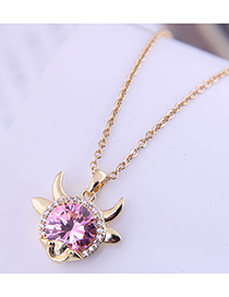 Fashion Pink Diamond Micro-inlaid Zircon Auspicious Horn Necklace