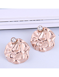 Fashion Rose Gold Color Titanium Steel Irregular Round Diamond Earrings