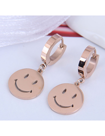 Fashion Rose Gold Titanium Steel Smiley Face Pierced Earrings