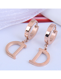 Fashion Letter Titanium Steel Letter Hollow Round Earrings