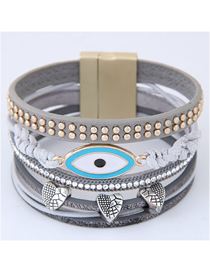 Fashion Gray Dripping Love Eyes Magnet Clasp Extra Wide Bracelet