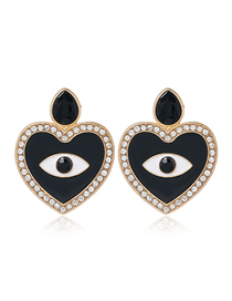 Fashion Black Love Drop Oil Diamond Alloy Earrings