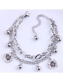 Fashion Zou Ju Zou Chrysanthemum Double Bracelet With Stainless Steel Beads
