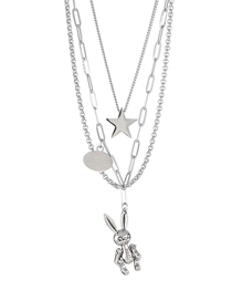 Fashion Five-pointed Star Five-pointed Star-eared Rabbit Multi-layer Long Necklace