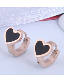 Fashion Black Love Titanium Steel Geometric Stud Earrings