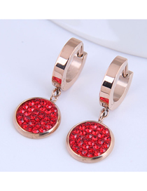 Fashion Red Diamond Diamond Round Pendant Titanium Steel Stud Earrings