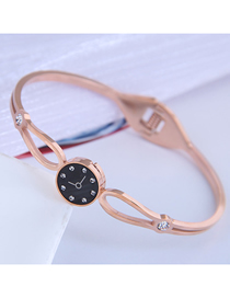 Fashion Rose Gold Titanium Steel Watch Cutout Bracelet