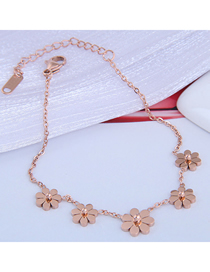 Fashion Rose Gold Flower Pendant Titanium Steel Bracelet