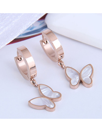 Fashion White Titanium Steel Butterfly Abalone Earrings