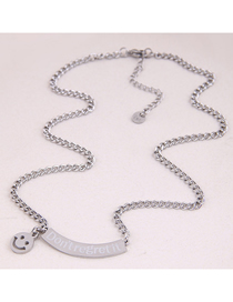 Fashion Silver Stainless Steel Letter Smiley Face Pendant Necklace