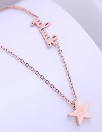 Fashion Rose Gold Color Titanium Steel Star Letter Pendant Necklace