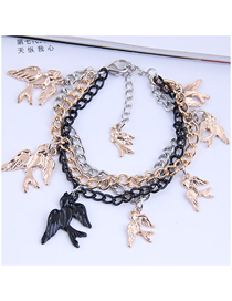 Fashion Color Mixing Metal Swallow Alloy Multilayer Bracelet