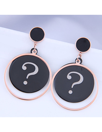 Fashion Black Titanium Steel Round Question Mark Earrings